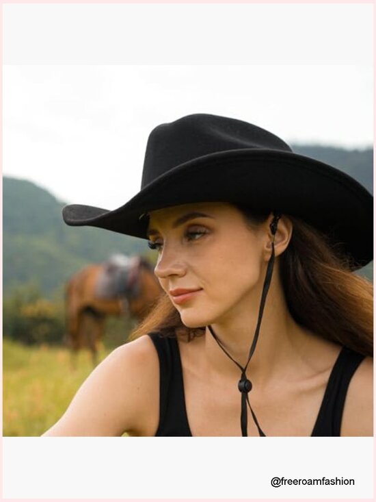 100% Wool Felt Cowboy Hat, Adult Unisex Western Cowgirl Hat, Breathable & main image 5